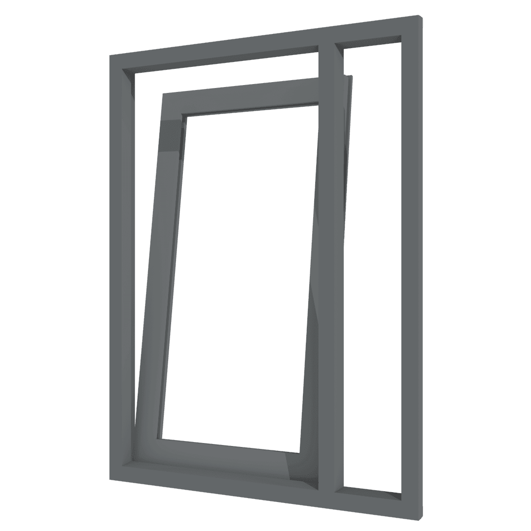 Draaikiepdeur met zijlicht rechts - binnendraaiend | aluminium